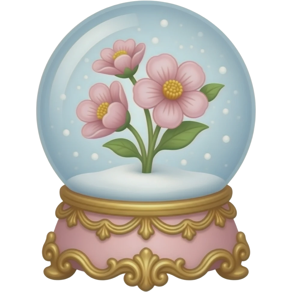 vintage rococo light pink dainty floral snow globe emoji