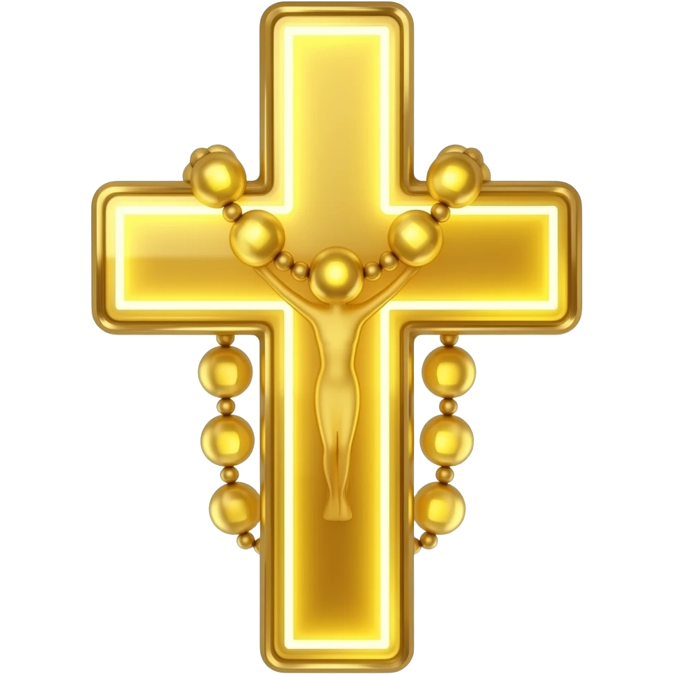 cruz sagrada gold vidro neon com rosário gold vidro neon emoji