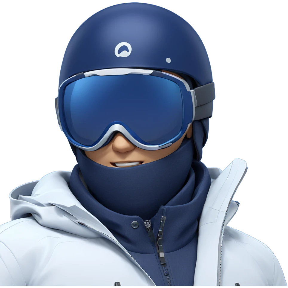 blue jacket with helmet and goggles emoji