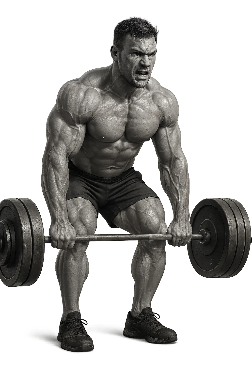 bodybuilder che fa stacco con bilanciere emoji