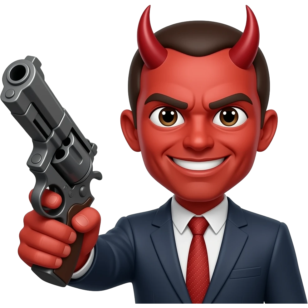 La cara que esa de un diablo con una pistola en la mano emoji