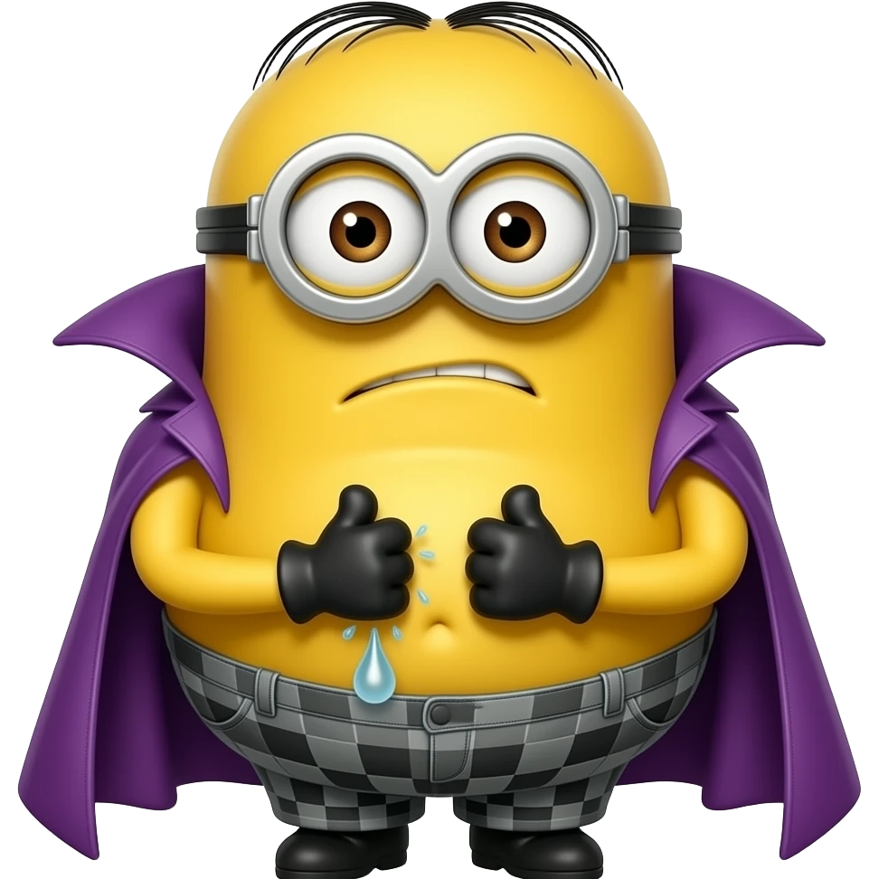 Minion de Meu Malvado Favorito com barriga enorme e inflada soltando gases emoji