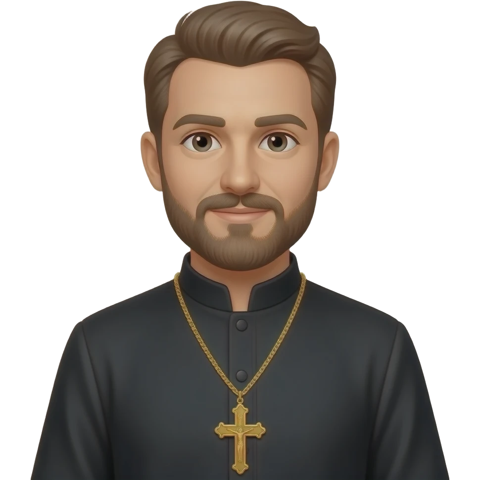 an Orthodox parishioner with an Orthodox cross around his neck emoji