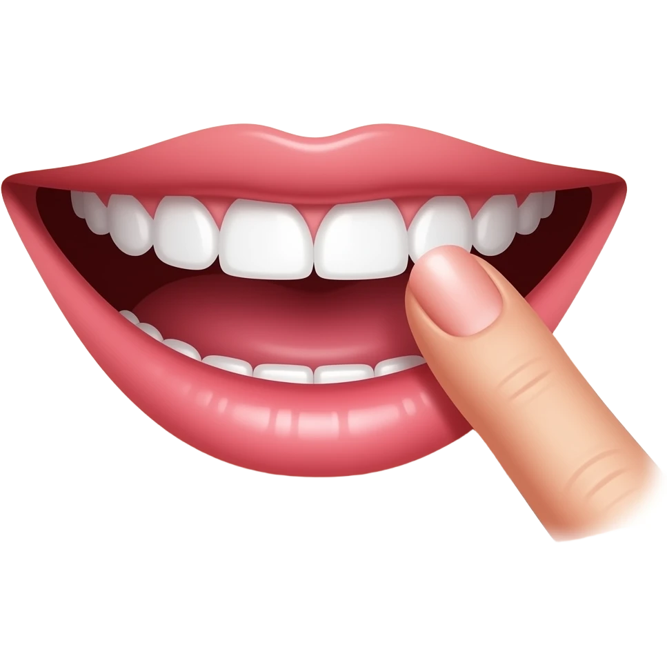 A mouth Who smile site a finger between thé Teeth like sexy emoji