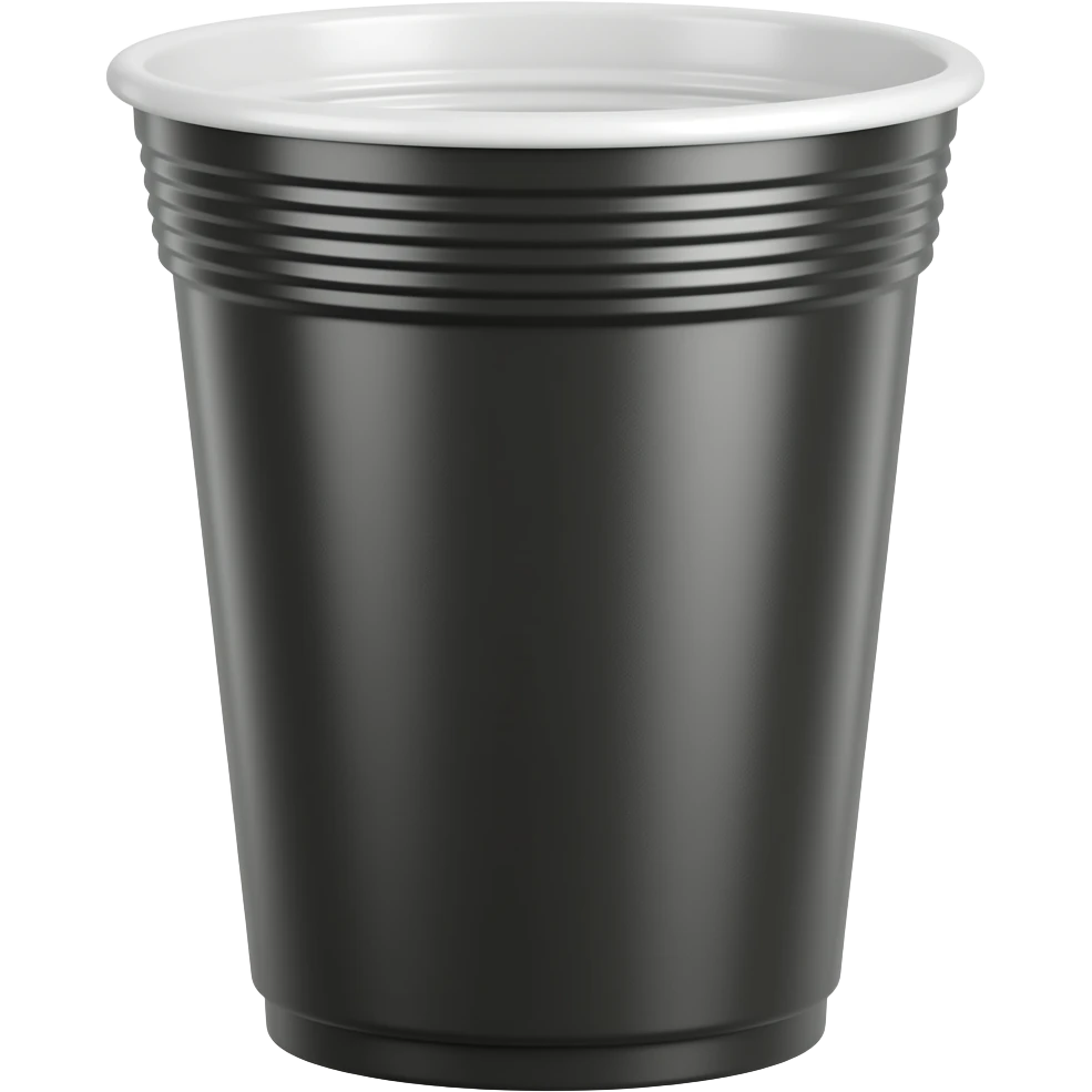 copo descartável comprido de 700 ml preto com a borda branca emoji