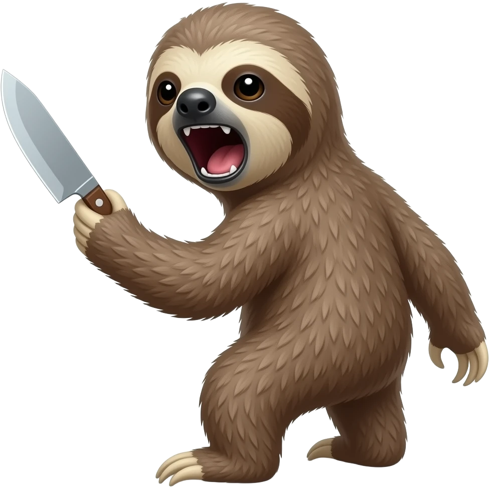 angry sloth width knife shout turn back emoji
