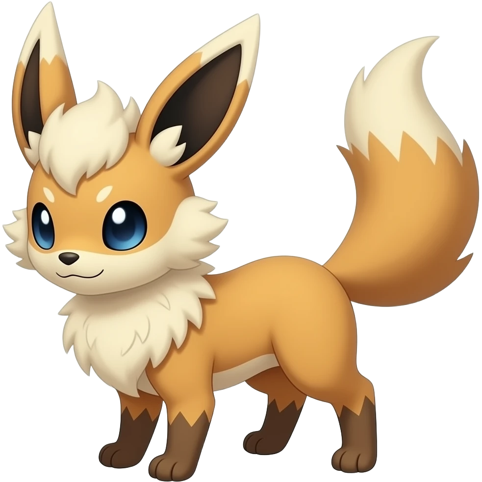 Leafeon-Vaporeon-Furret-fusion-hybrid-animal-creature with tufted ears, tufted tail emoji