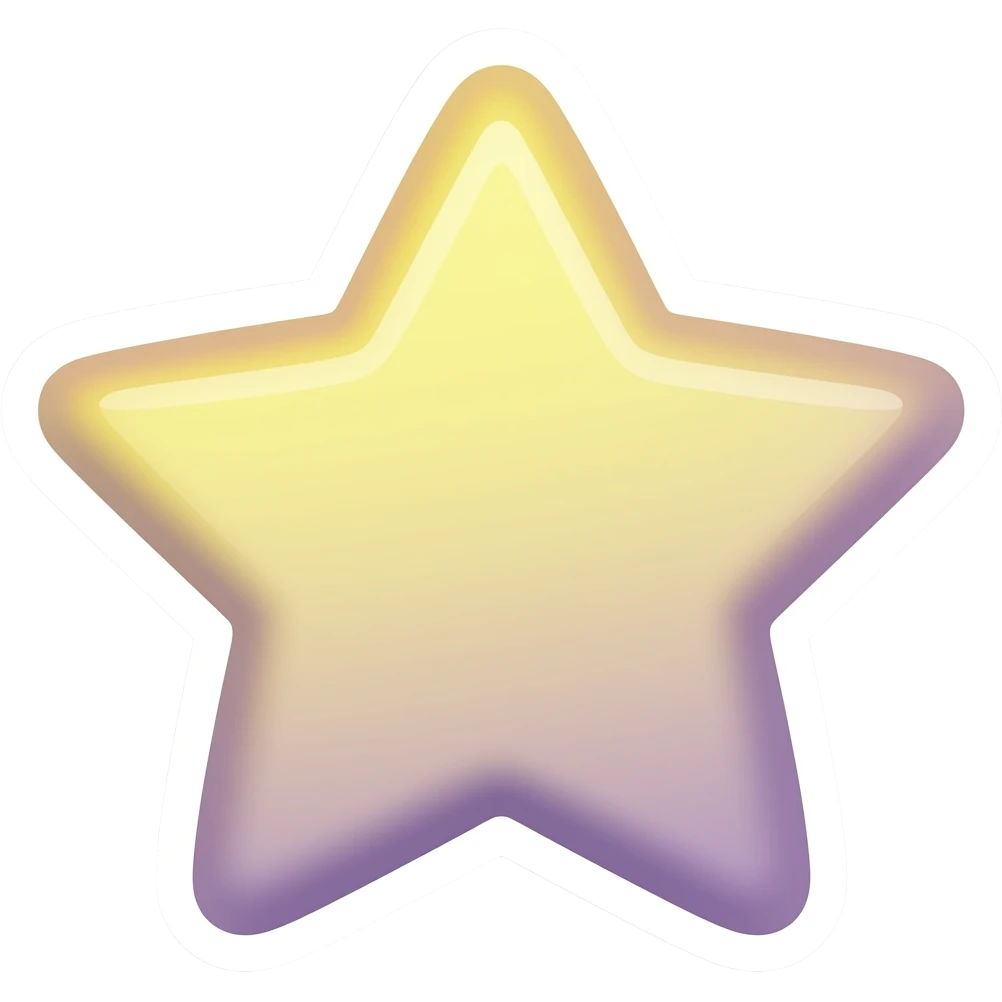 Звезда - 2d Стикер-дизайн, мультяшная иллюстрация, пастельные цвета, округлые формы, без глаз и ртов emoji