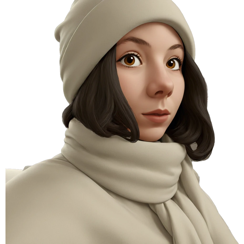 girl in hat with scarf emoji