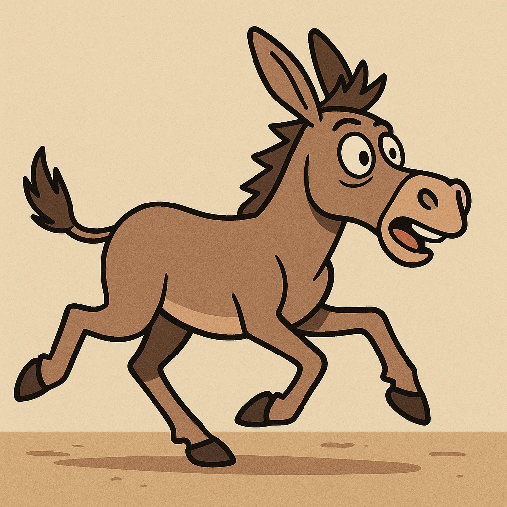 a running donkey, cartoon style emoji