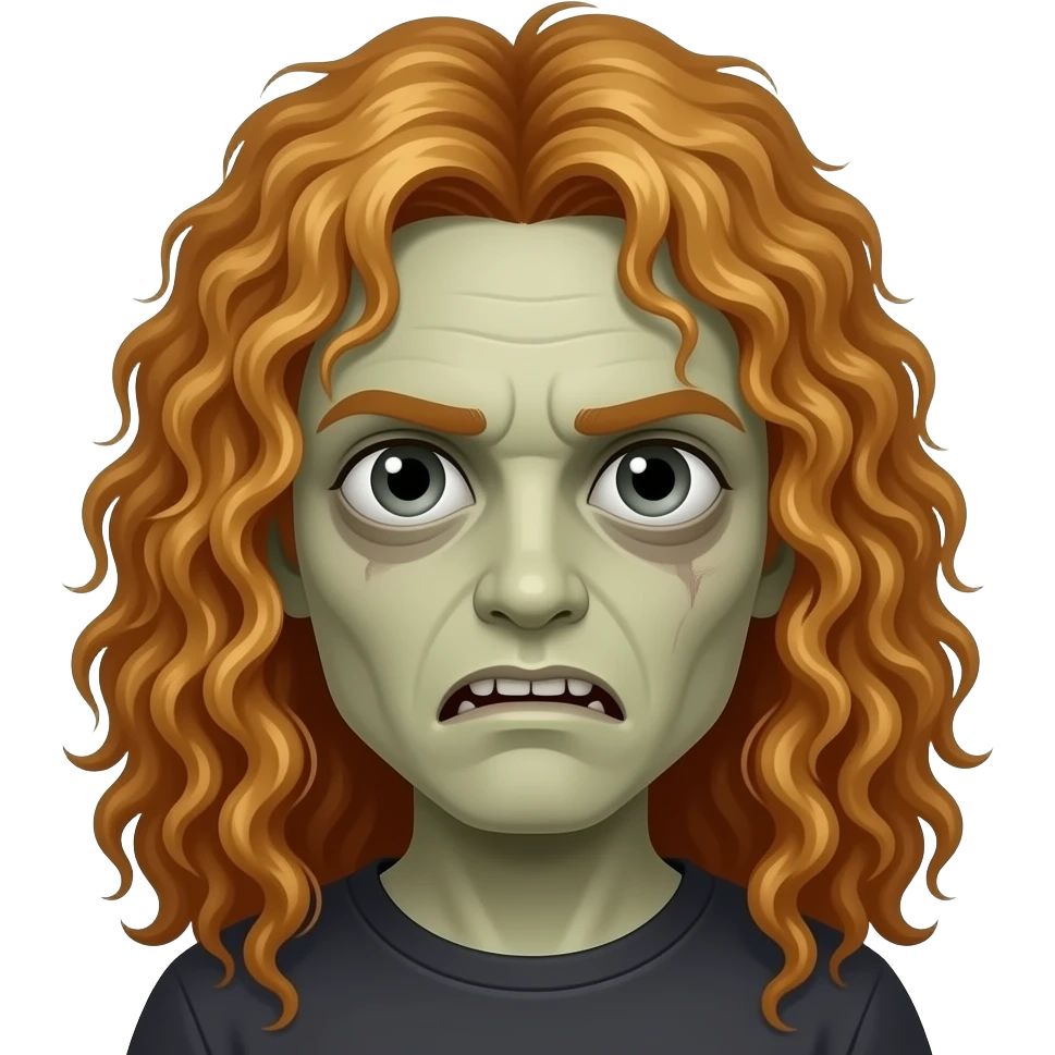Quero um zumbi  com cabelo encaracolado, um tanto comprido, cor de mel emoji