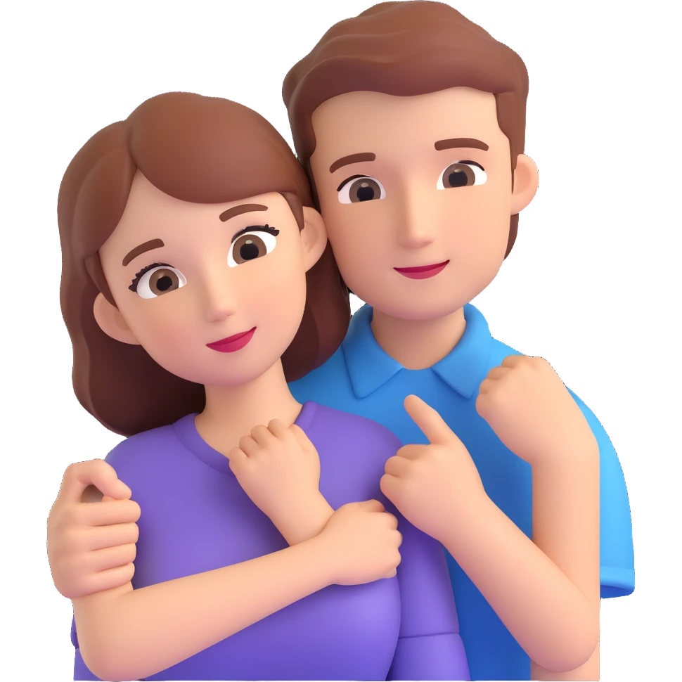 couple posing, close up pose, living room background emoji