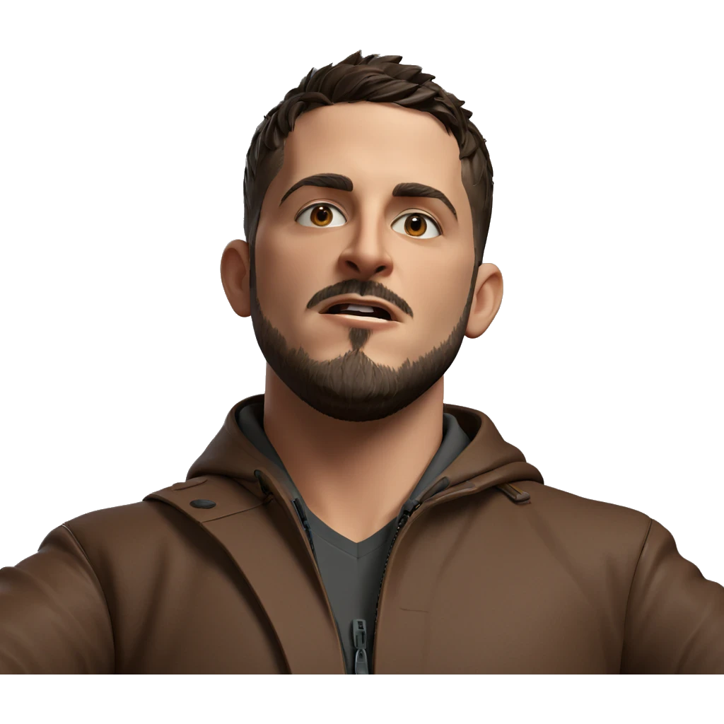 bearded boy in brown jacket emoji