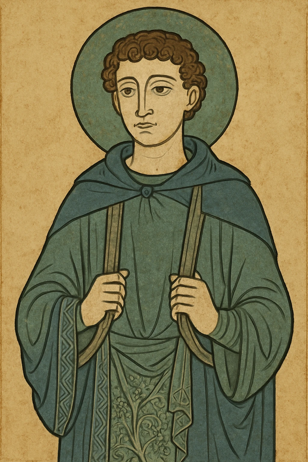 Can you create a medieval painting with my friend's face? I've attached a picture of him emoji