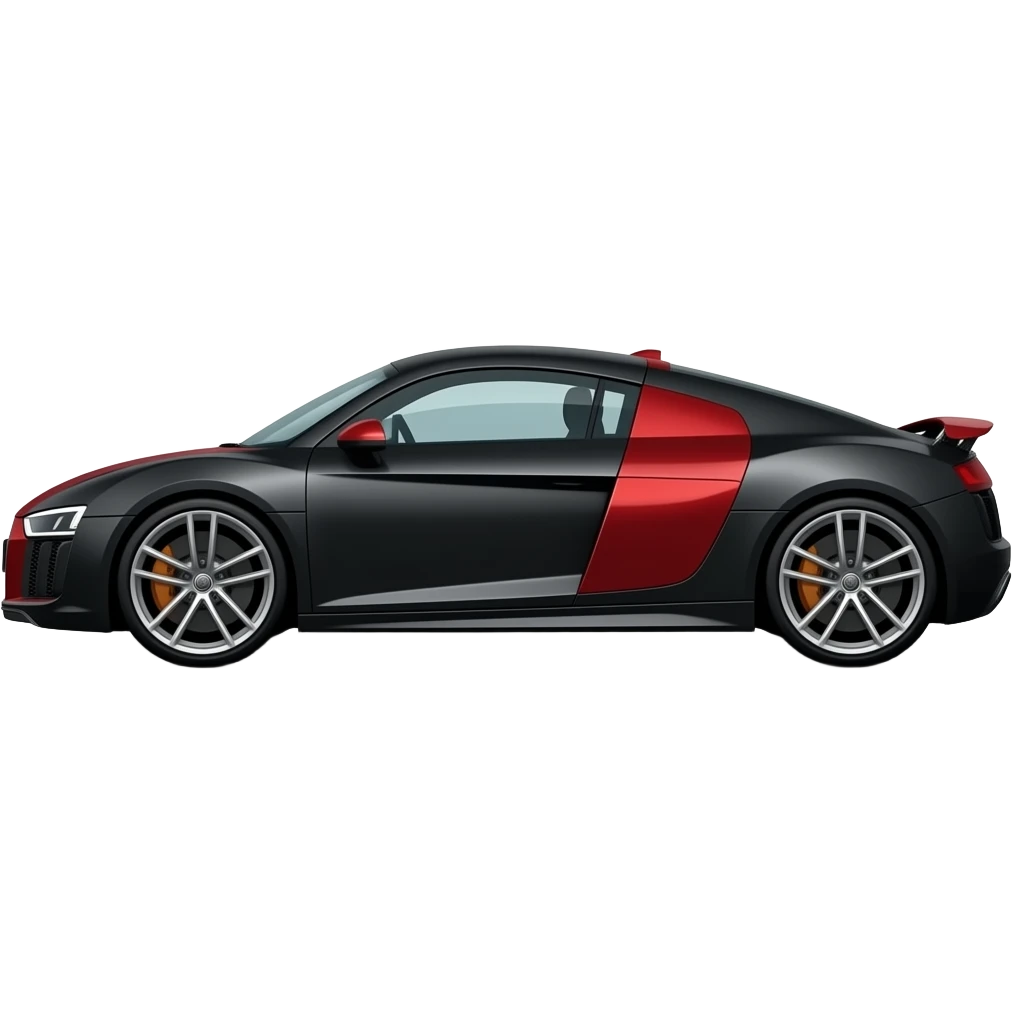 Svart og litt rød Audi r8 men litt fra siden å mer emojiete ikke så mye til siden emoji
