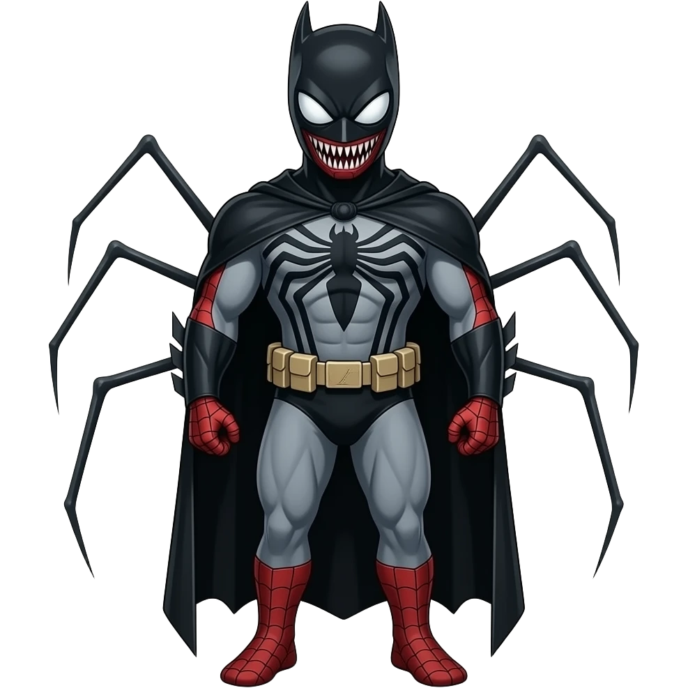 spider with venom symbiot with batman mask emoji