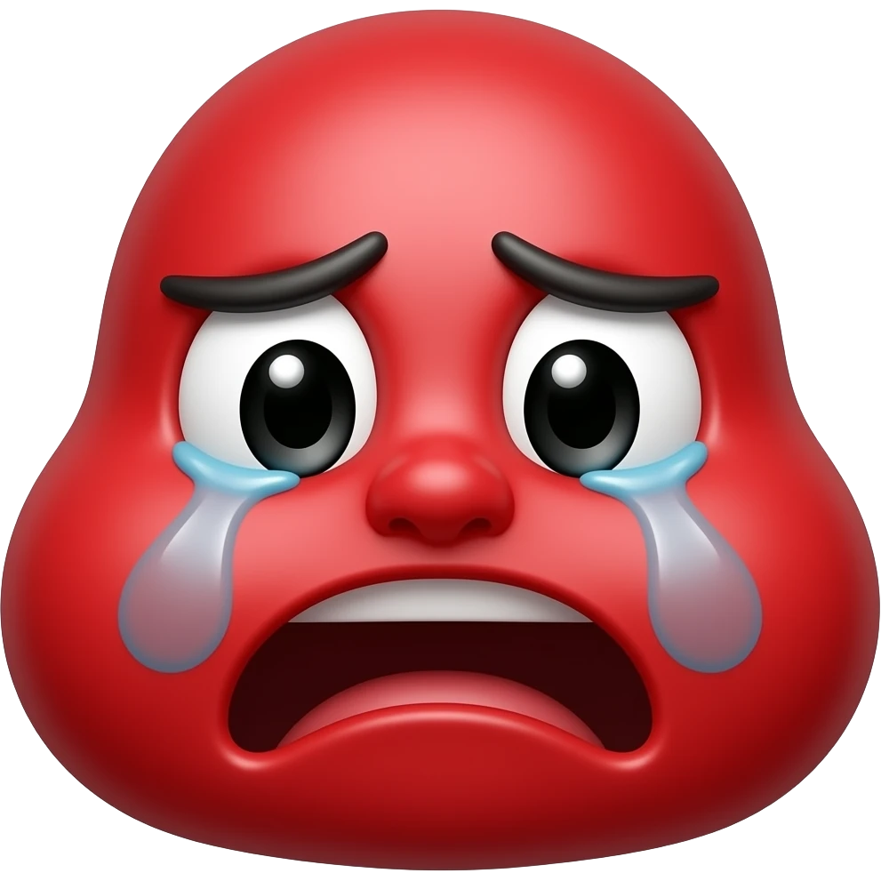 Red circle mad and crying with eyebrows emoji