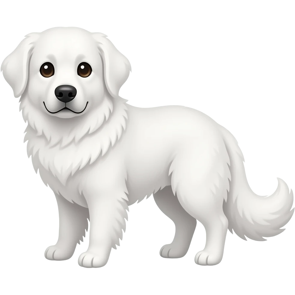 Great Pyrenees white dog, floppy ears, curled up tail emoji