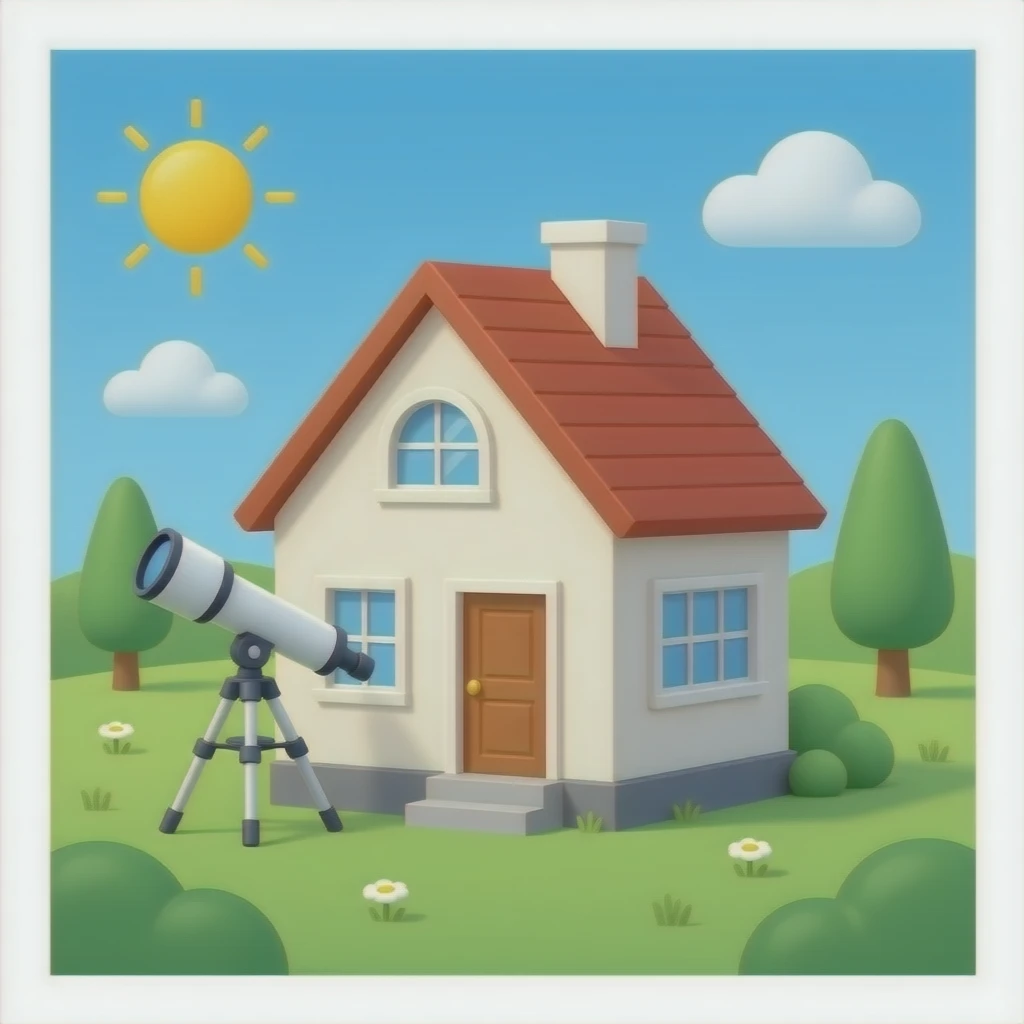 telescope on house floor plan emoji
