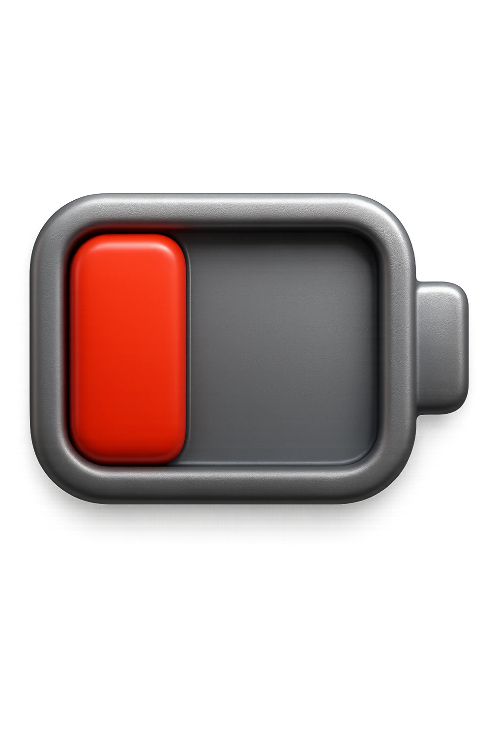 EMOJI STILE IPHONE DI UNA BATTERIA ROSSA SCARICA IN 3D emoji