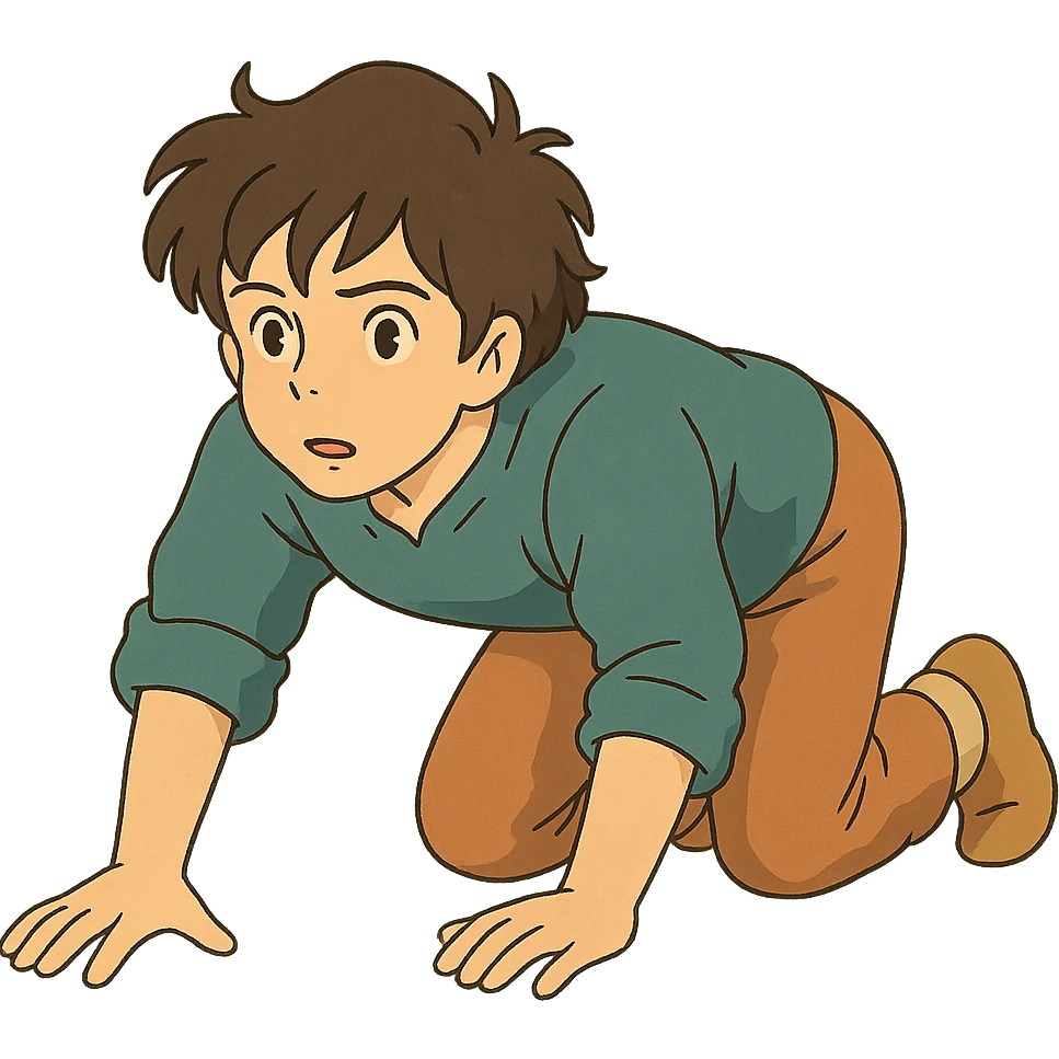 ghibli style person crawling emoji