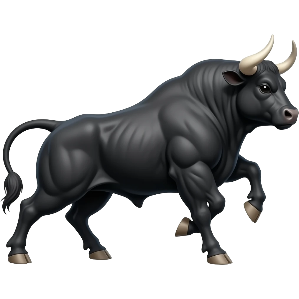create a bull side profile, facing right, full mascular body, in action (bull move) emoji