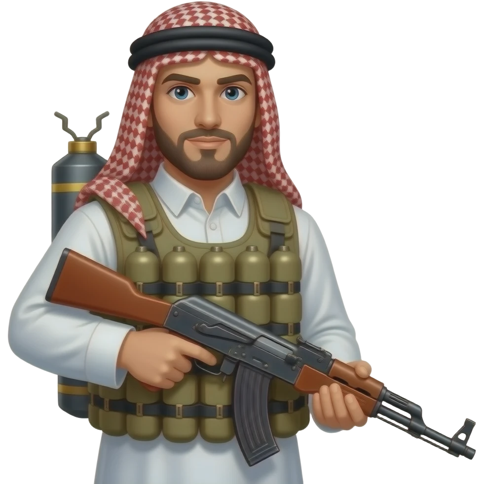 an arab with a bomb vest and an ak47 emoji