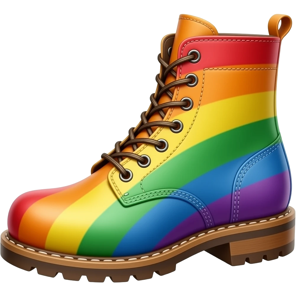 front view of rainbow work boots emoji