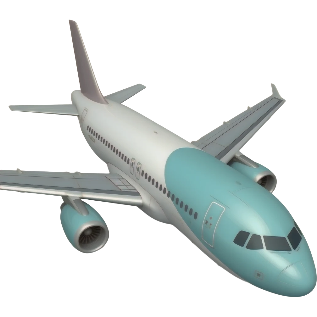 Realistic plane model year: 2020 color: white and cyan and maroon emoji