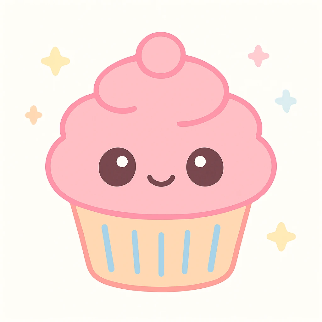 vibrant and cute cupcake with pink icing emoji