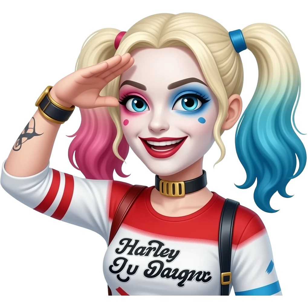 harley quinn saludado locamente emoji