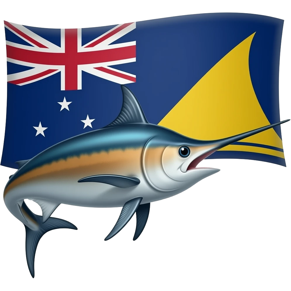 Marlin looking right with tokelau flag behind emoji