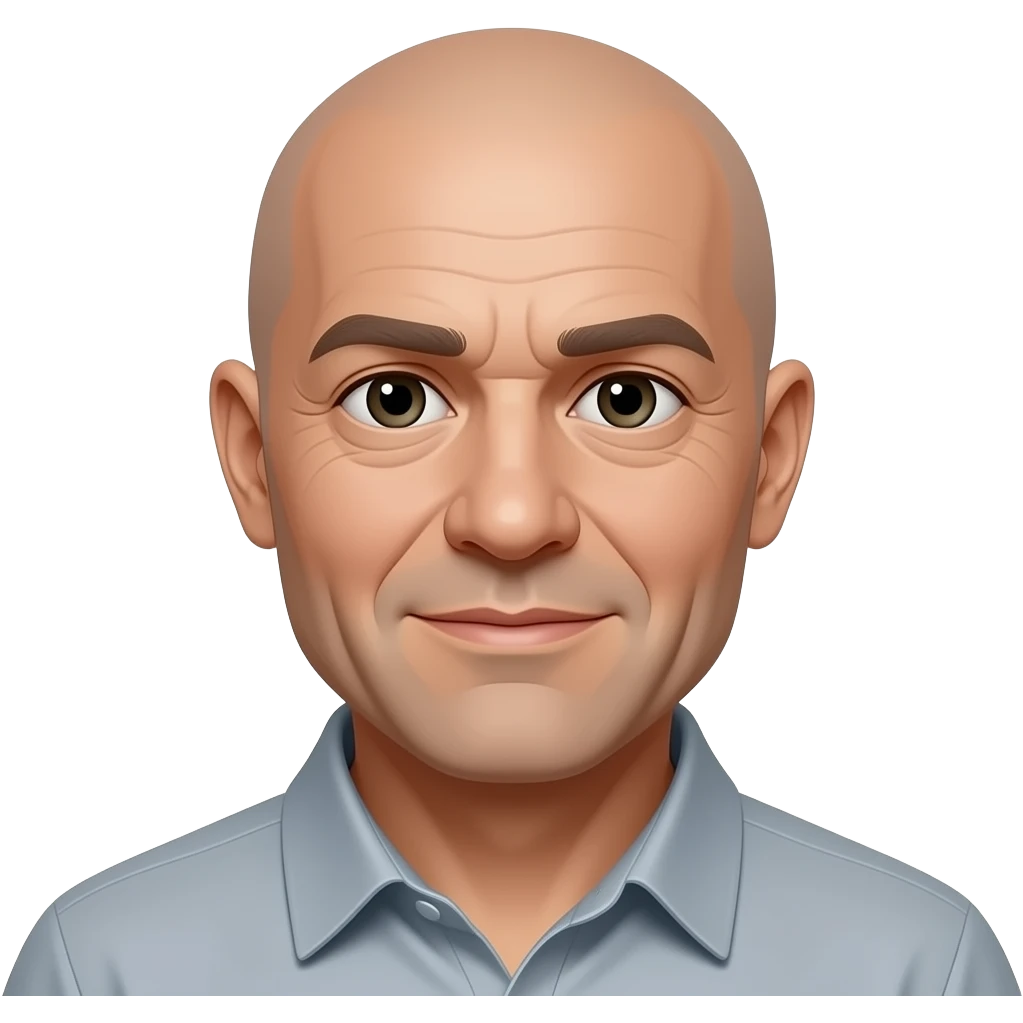 man in 60s bald on top, no facial hair emoji