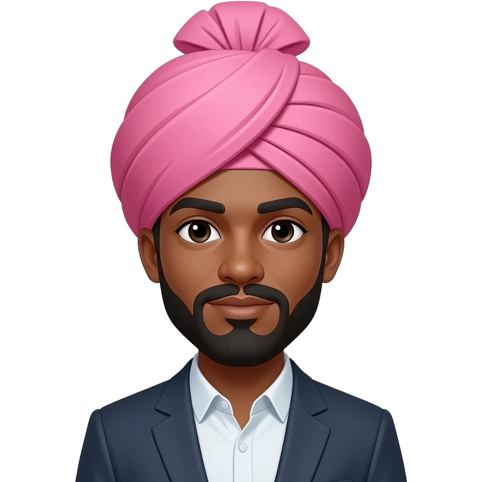 Man with dark skin and an extremely tall pink turban emoji