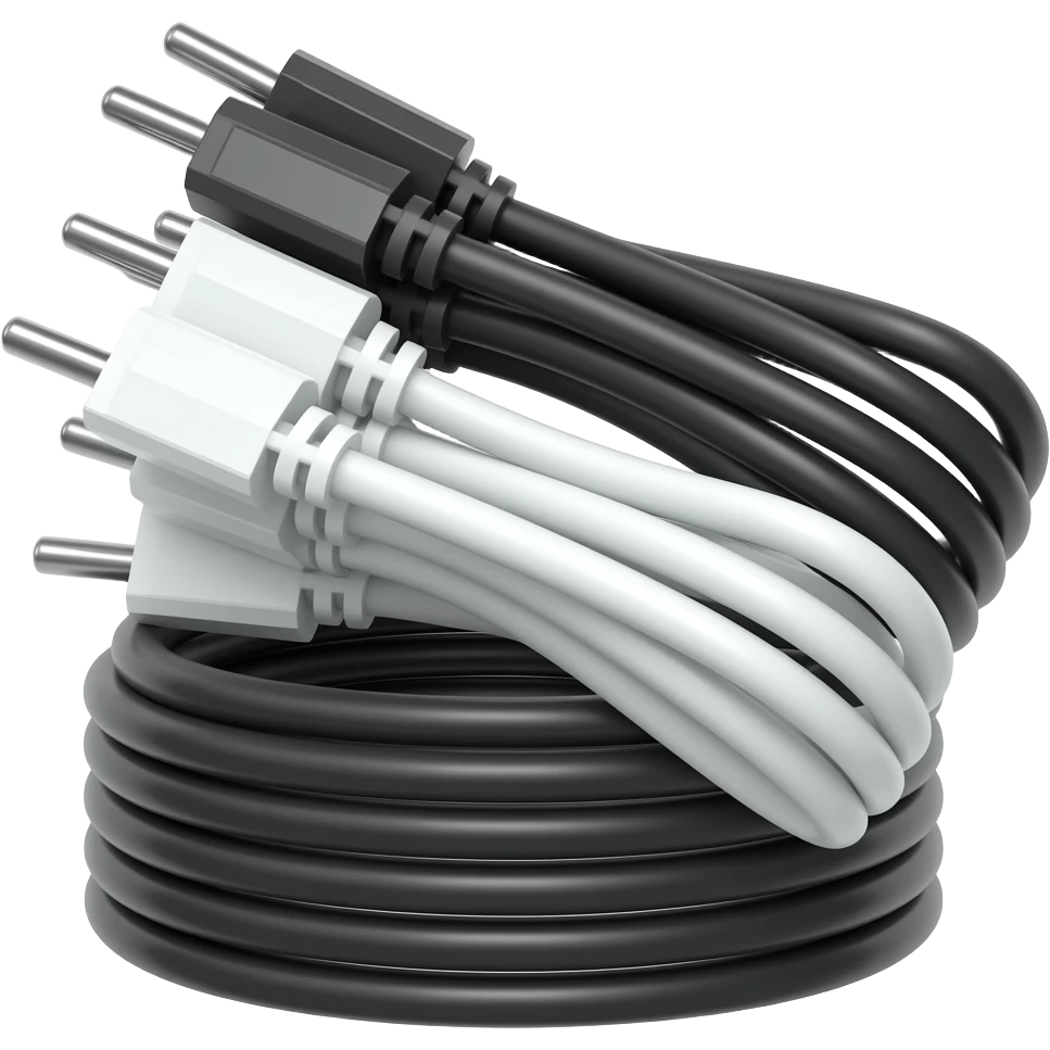 pile of black & white charging cords emoji