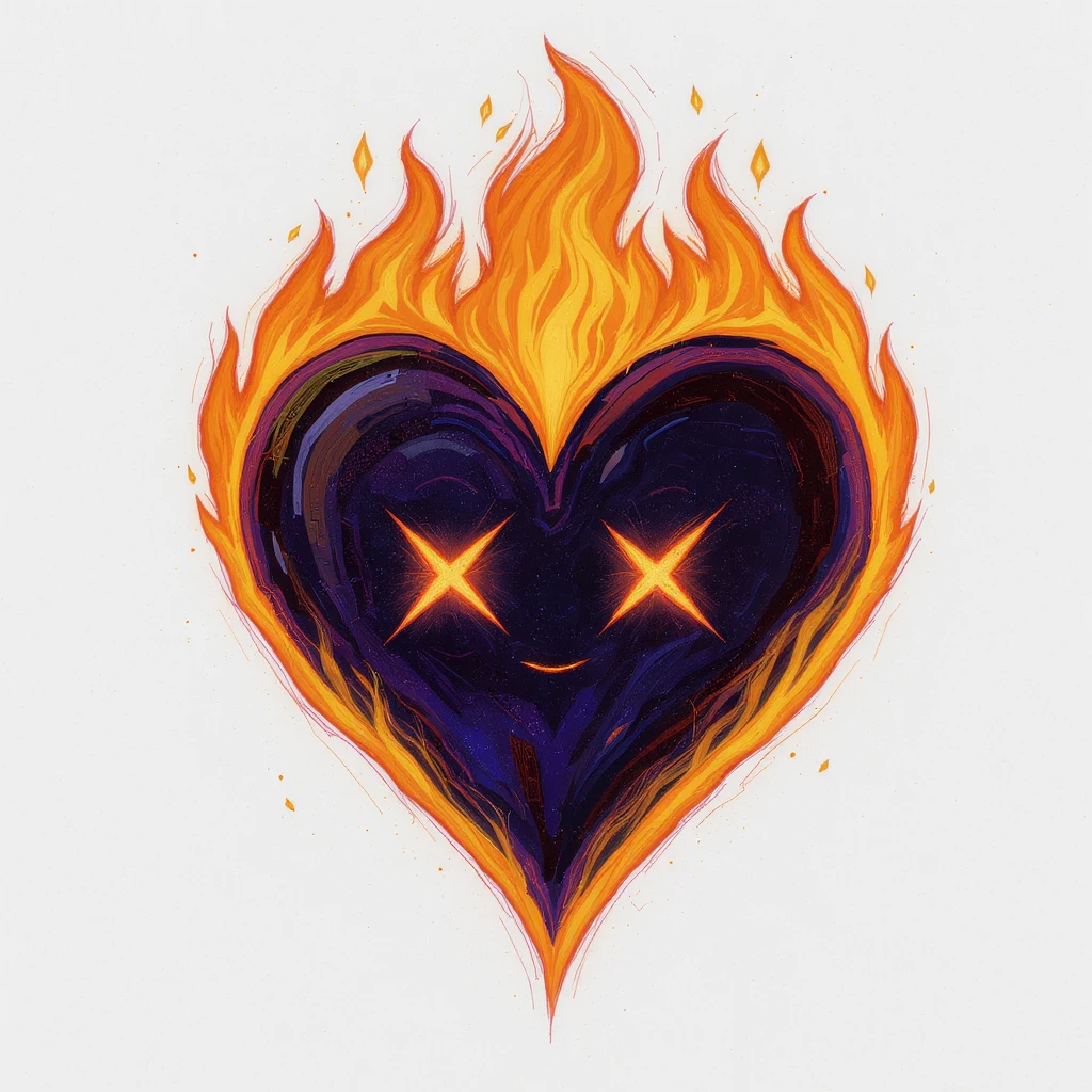emo heart with flames emoji