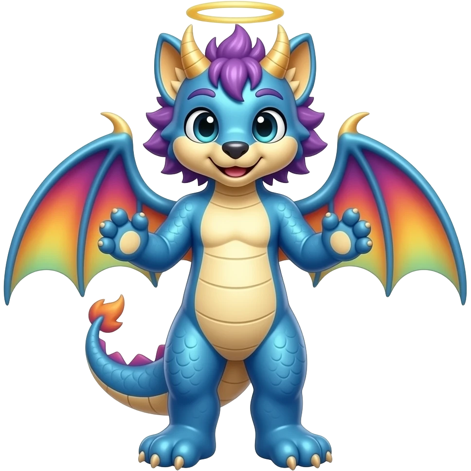 anthropomorphic anthro kawaii cute colorful shiny furry Dutch Angel Dragon-fursona-fursuit furry (2 legs, 2 arms) (full body) (shoulder bust) (half body) emoji