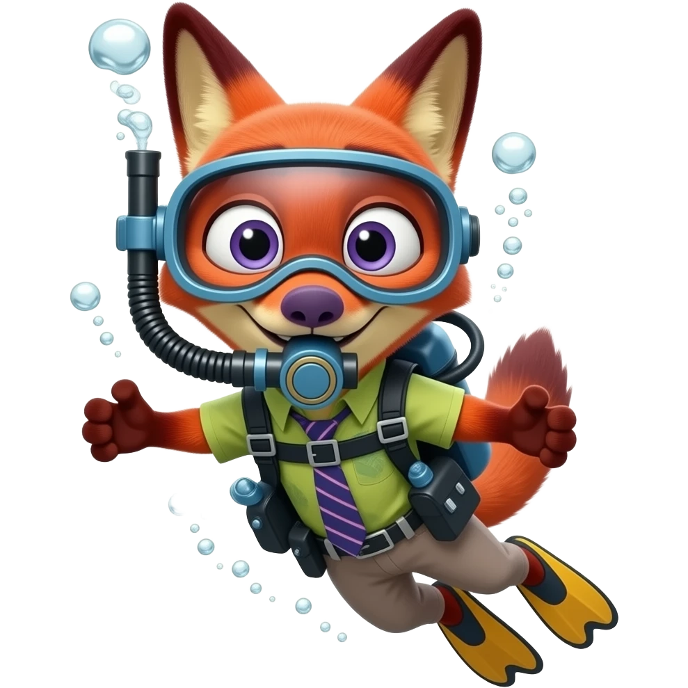 Fox from zootopia doing scuba from tiktok emoji