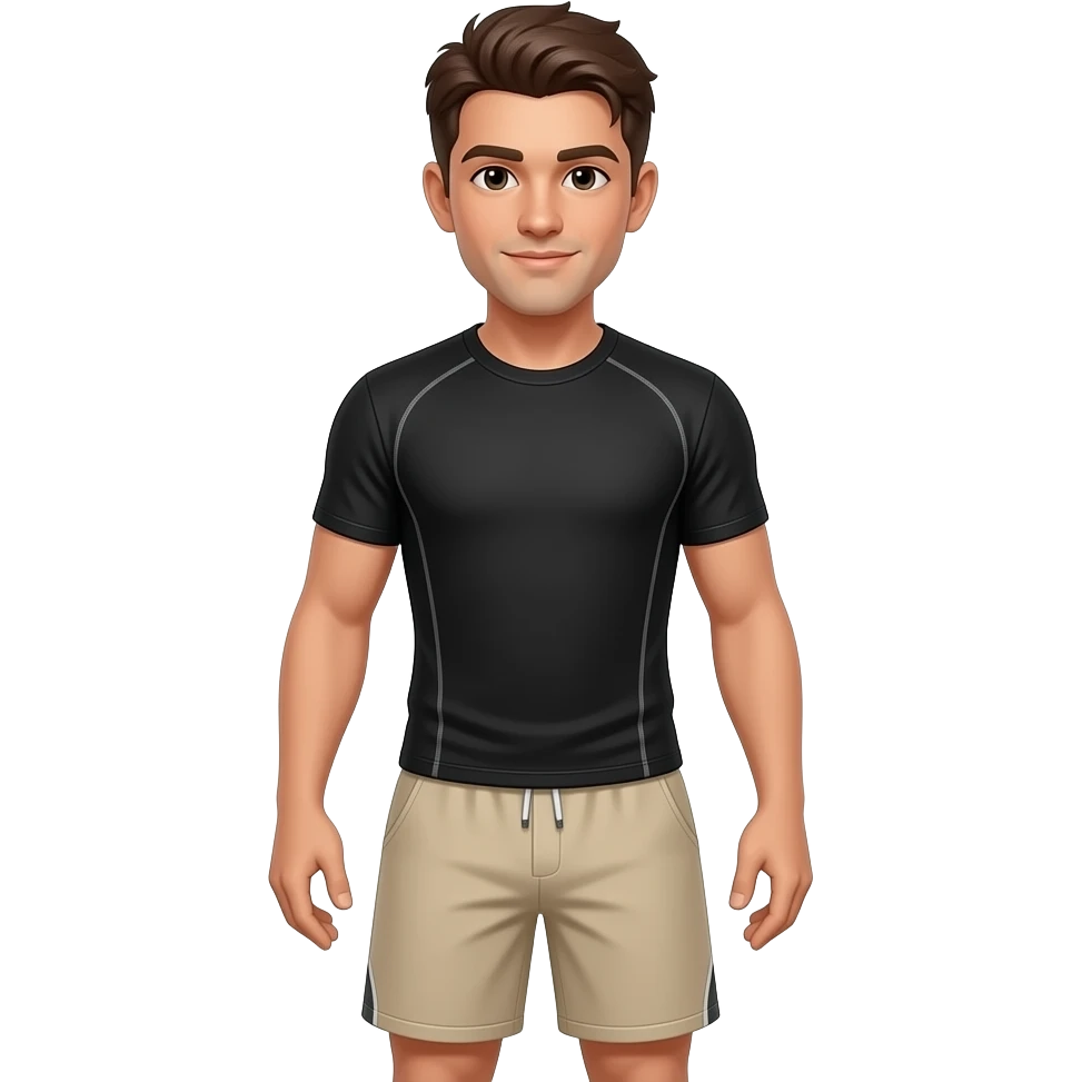 black gym shirt and shorts beige emoji