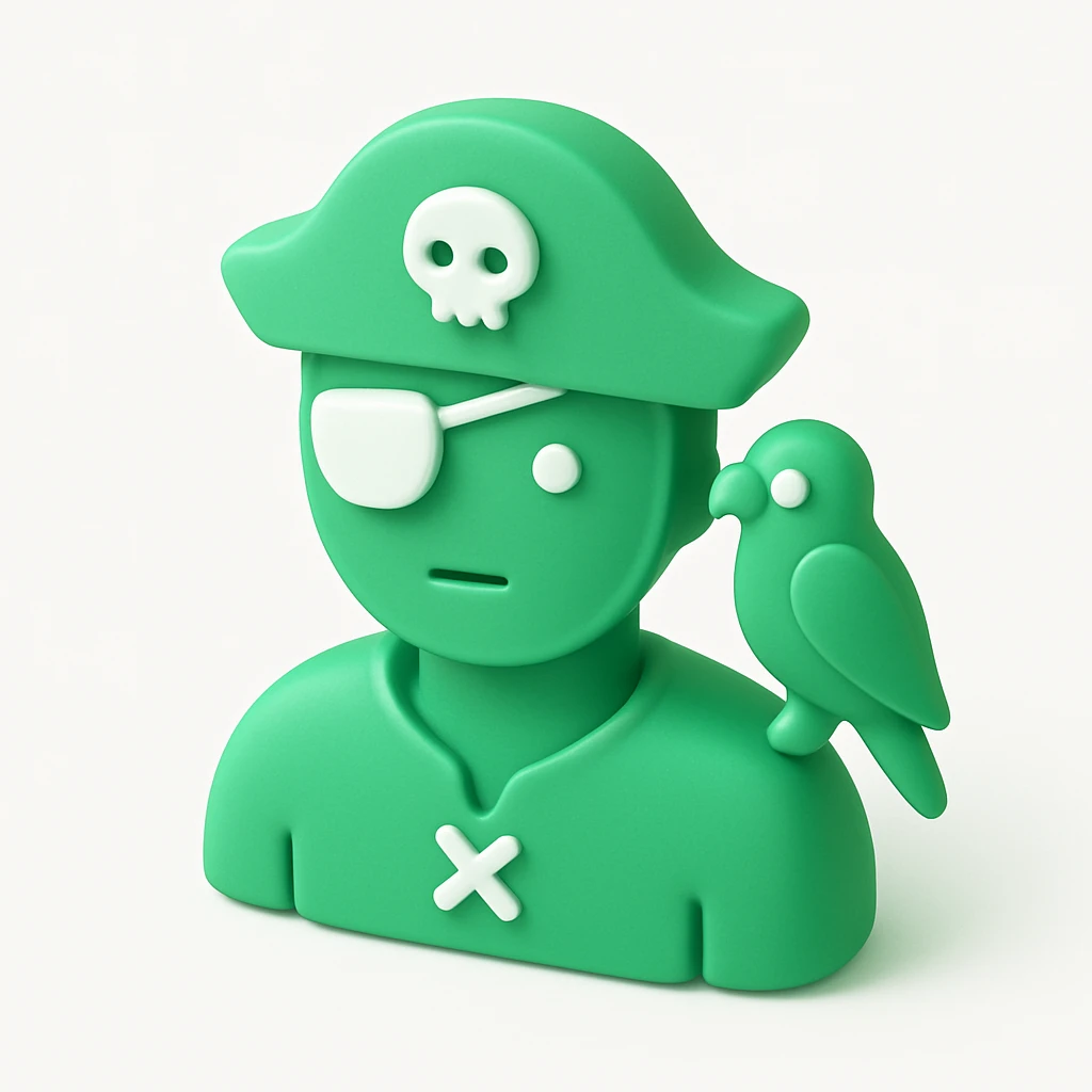 pirate with eye patch and parrot emoji