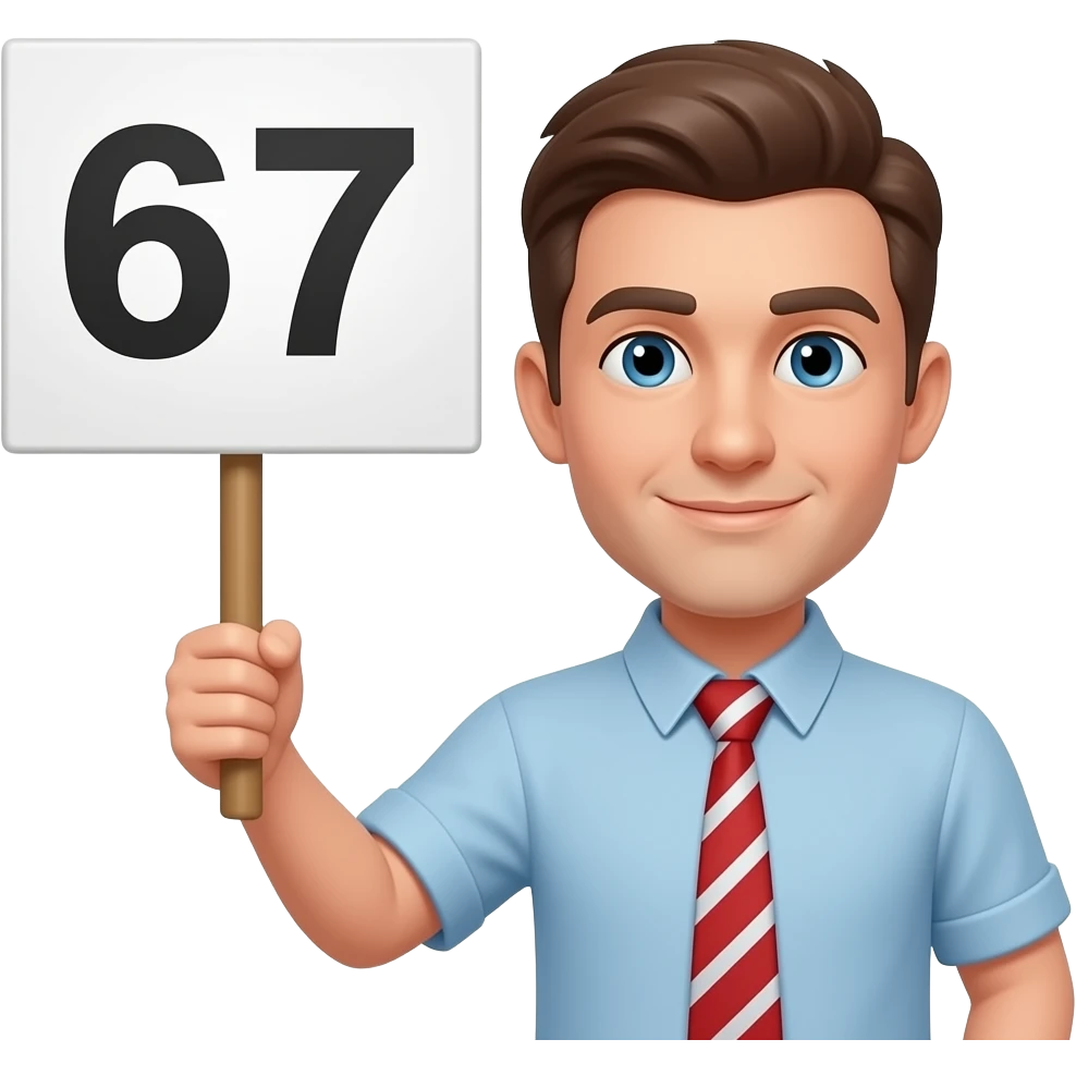 Guy showing  67 emoji