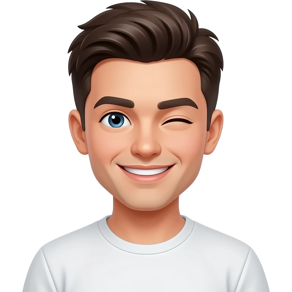 good looking dude no beard or a stubble smile and winking emoji