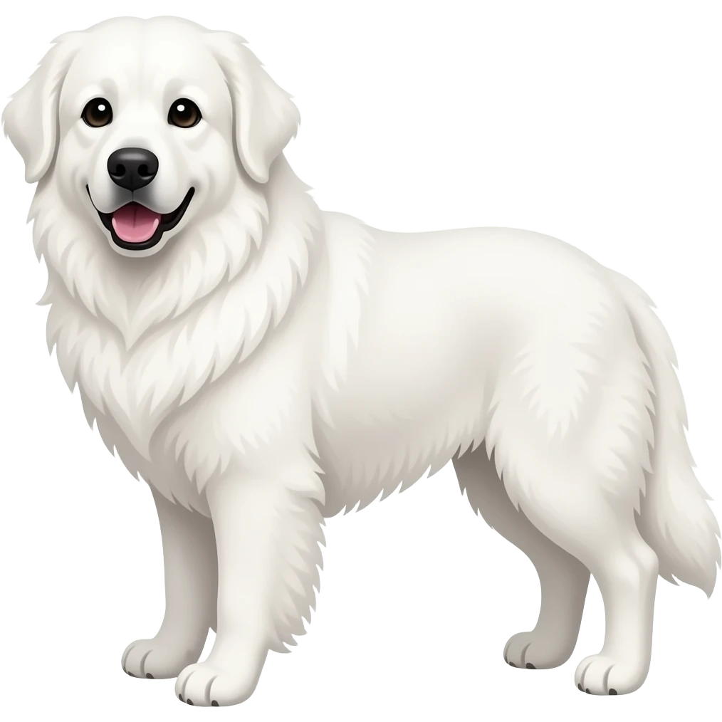 Great Pyrenees white dog, floppy ears, curled up tail emoji