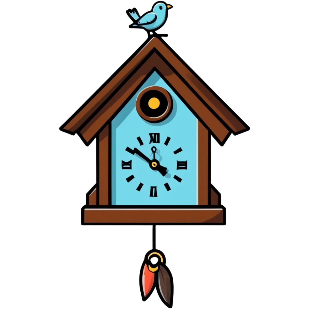 cuckoo clock with bird popping out emoji