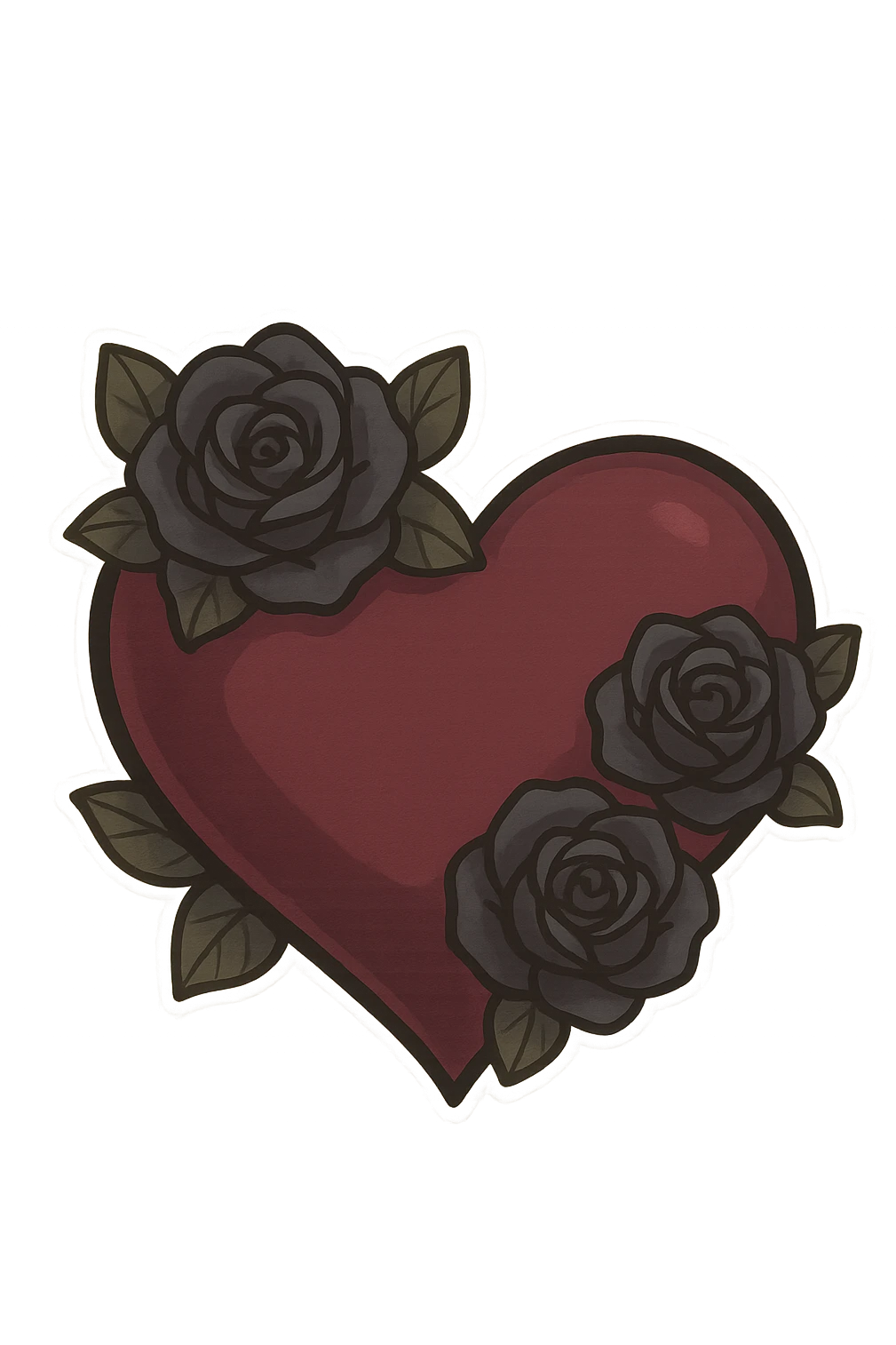 gothic heart with dark roses, remove background emoji