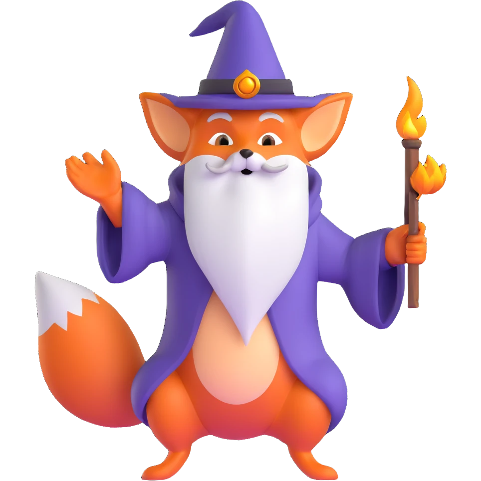 fox wizard casting a spell emoji