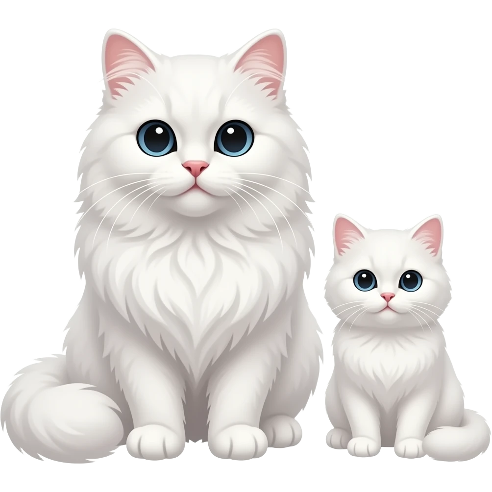 1 male big white persian cat and 1 female kitten persian white emoji