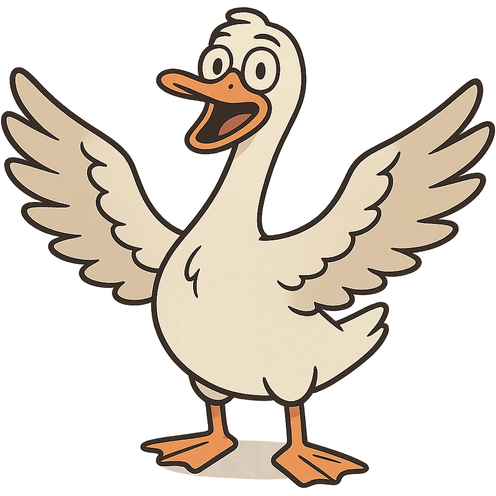 goose with open wings, cartoon style, transparent background emoji
