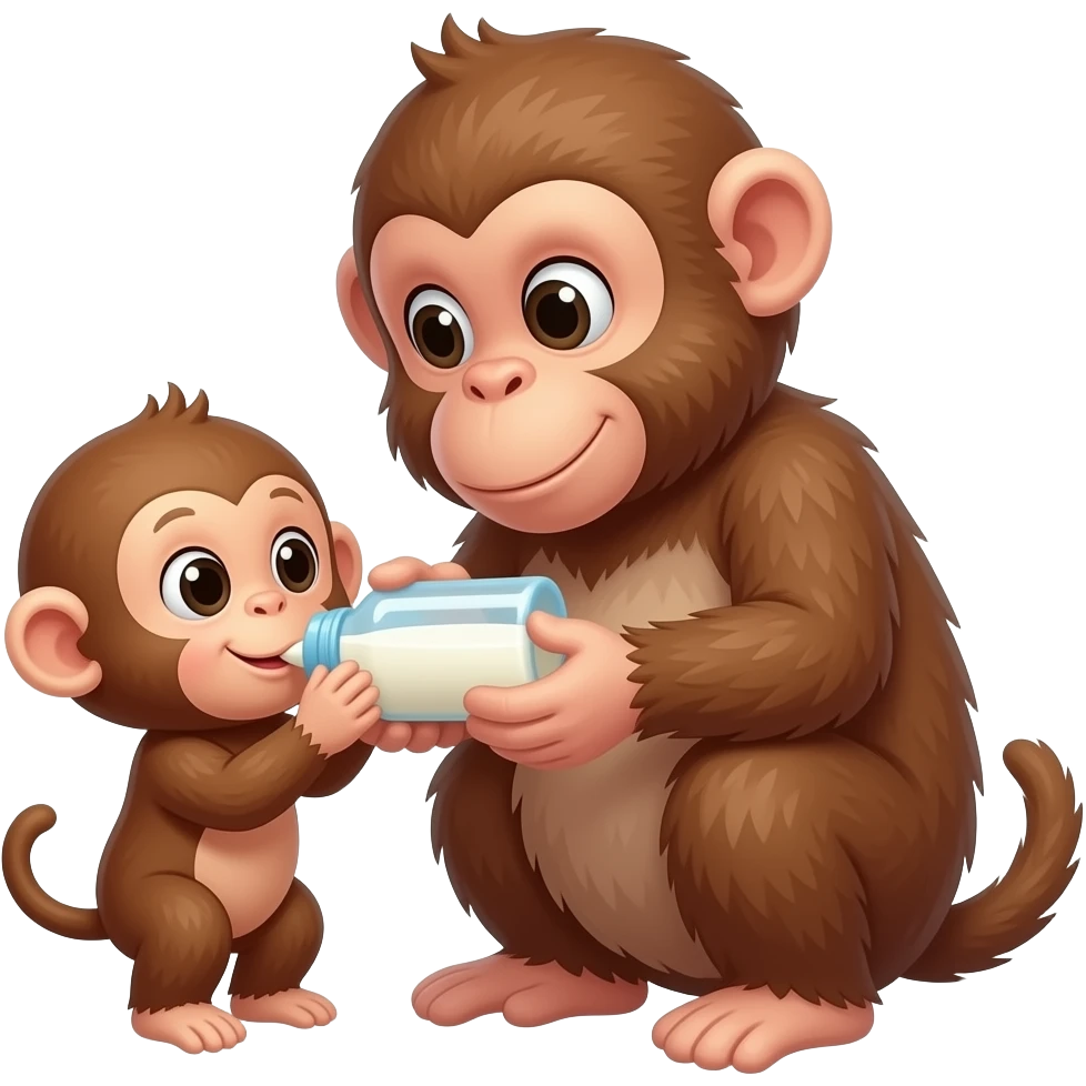 baby monkey drink a milk  with his mothers  emoji emoji