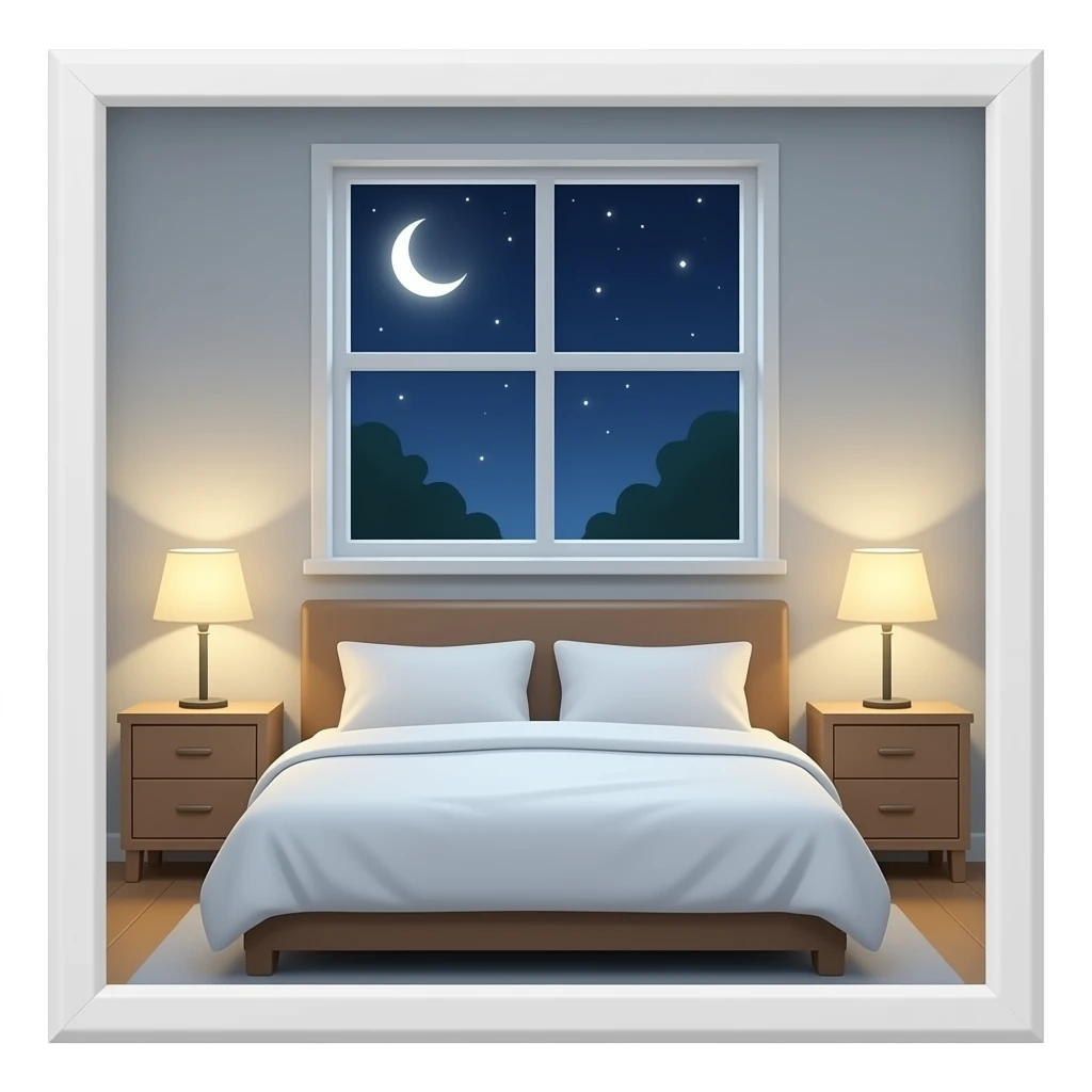 bedroom neutral color only white bed cover and nightstands emoji